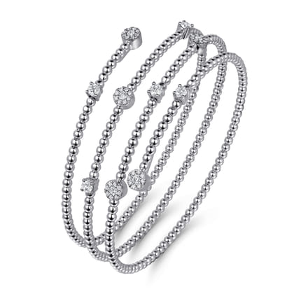 14K White Gold Bujukan Wrap Diamond Bangle
