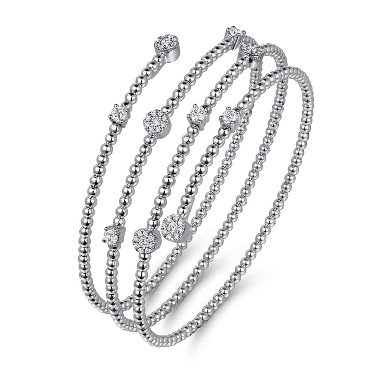 14K White Gold Bujukan Wrap Diamond Bangle - 0.75 ct - Shot 2