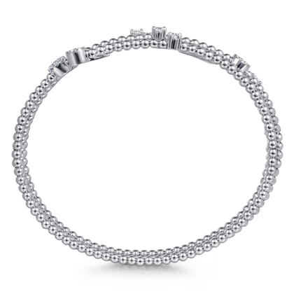 14K White Gold Bujukan Wrap Diamond Bangle