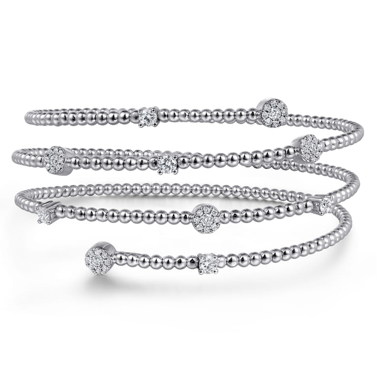 14K White Gold Bujukan Wrap Diamond Bangle - 0.75 ct - Shot 1
