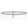 14K White Gold Bujukan and Diamond Cross Split Bangle Bracelet - 0.3 ct