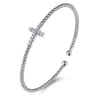 14K White Gold Bujukan and Diamond Cross Split Bangle Bracelet - 0.3 ct
