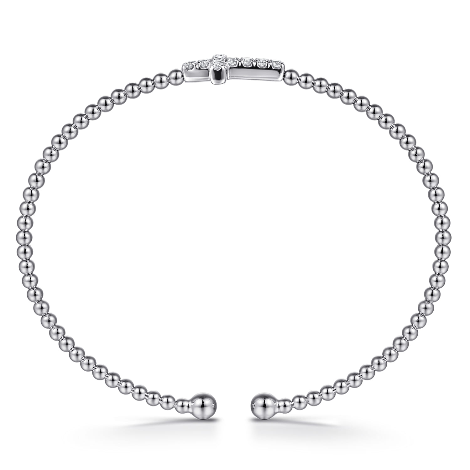 14K White Gold Bujukan and Diamond Cross Split Bangle Bracelet - 0.3 ct - Shot 3
