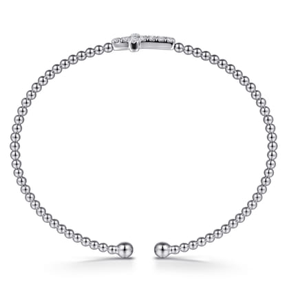 14K White Gold Bujukan and Diamond Cross Split Bangle Bracelet