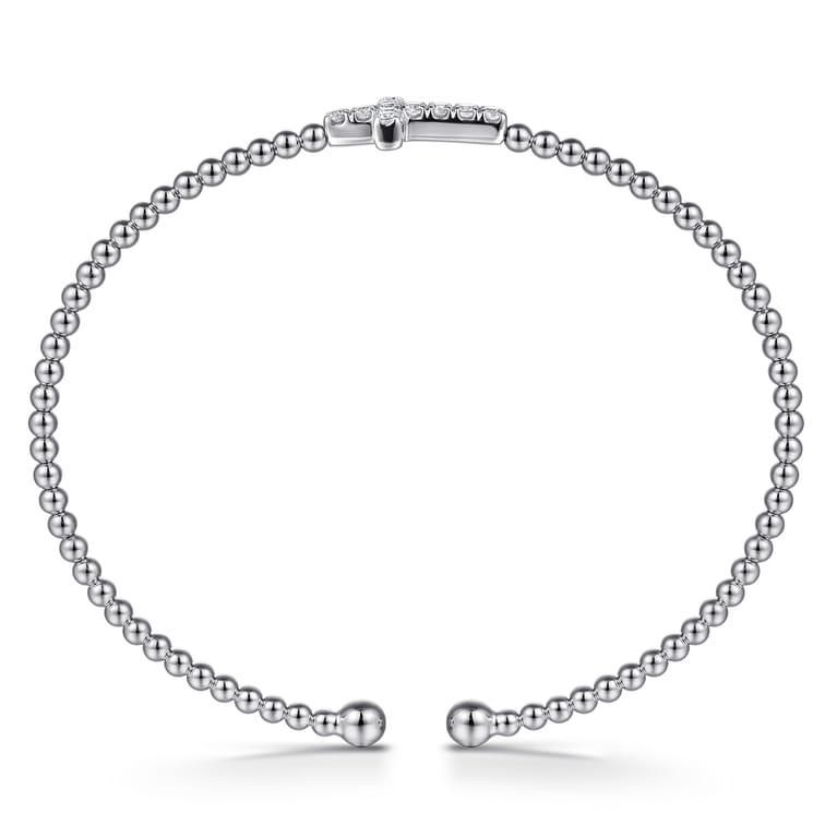 14K White Gold Bujukan and Diamond Cross Split Bangle Bracelet - 0.3 ct - Shot 3