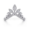 14K White Gold Bursting Diamond Chevron Ring - 0.5 ct