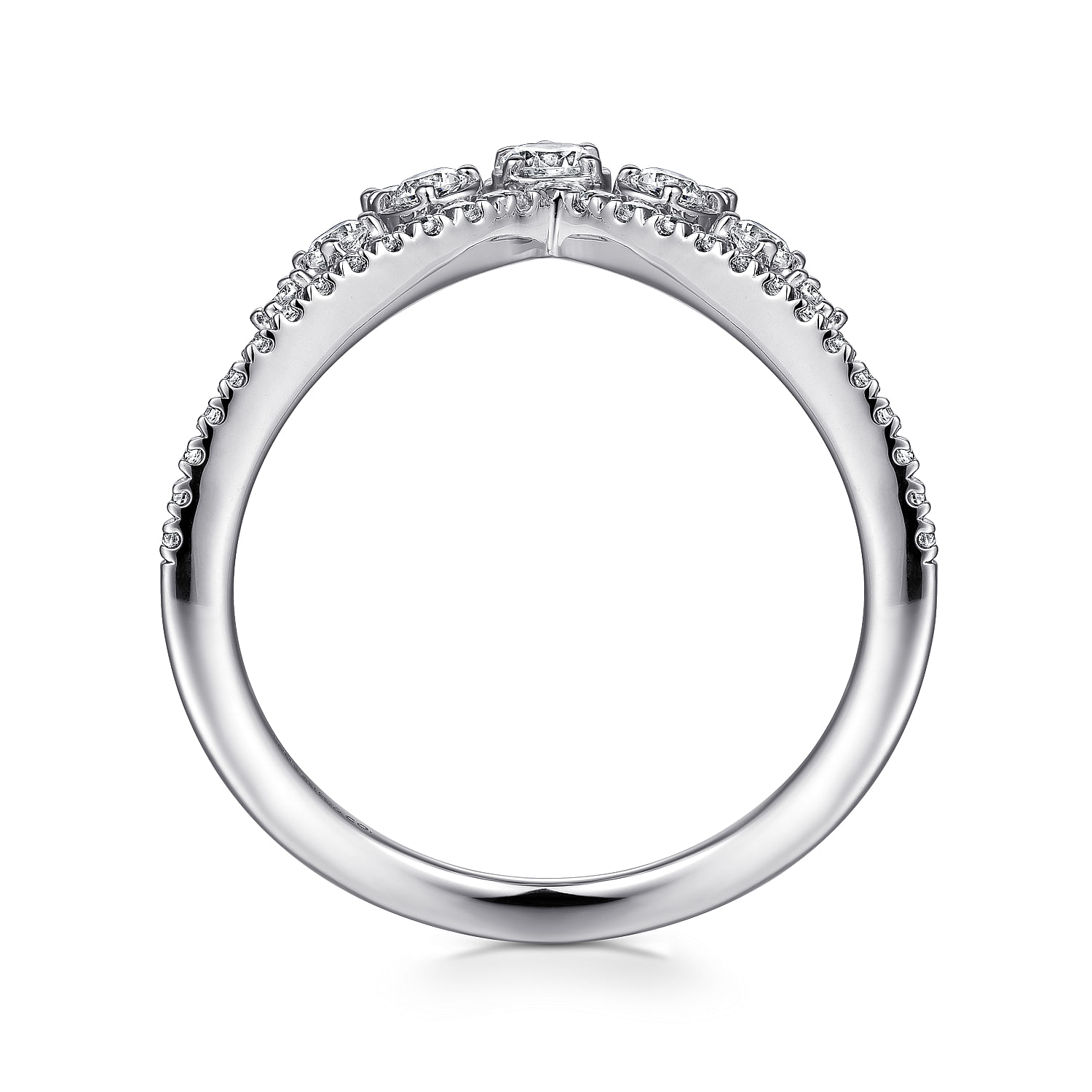 14K White Gold Bursting Diamond Chevron Ring - 0.5 ct - Shot 2