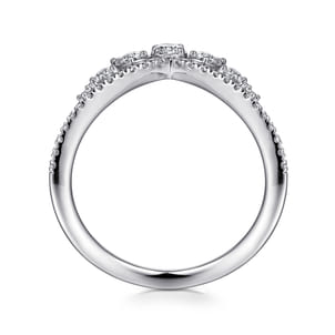 14K White Gold Bursting Diamond Chevron Ring