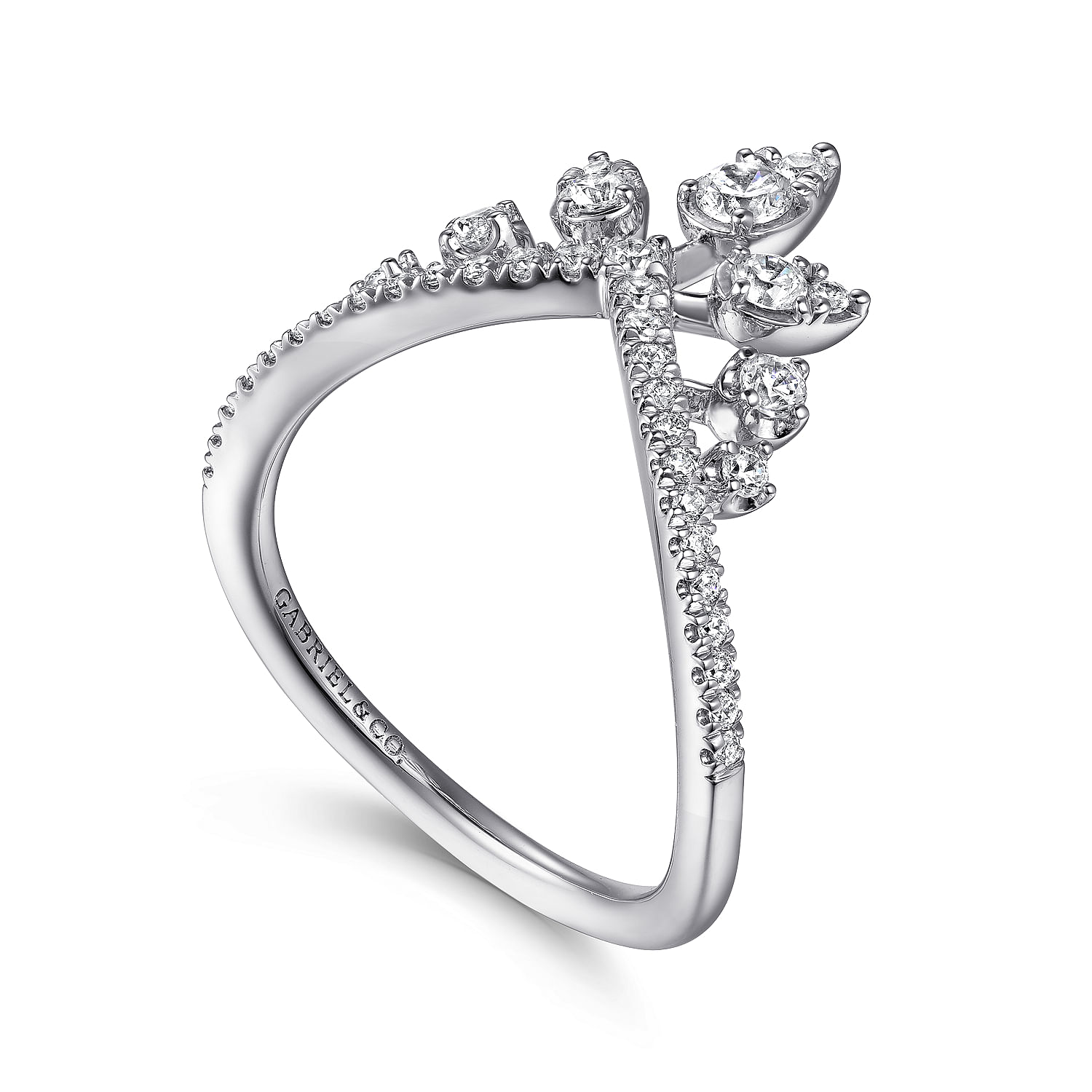 14K White Gold Bursting Diamond Chevron Ring - 0.5 ct - Shot 3