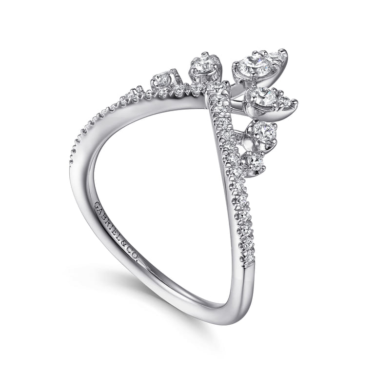 14K White Gold Bursting Diamond Chevron Ring - 0.5 ct - Shot 3