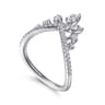 14K White Gold Bursting Diamond Chevron Ring - 0.5 ct