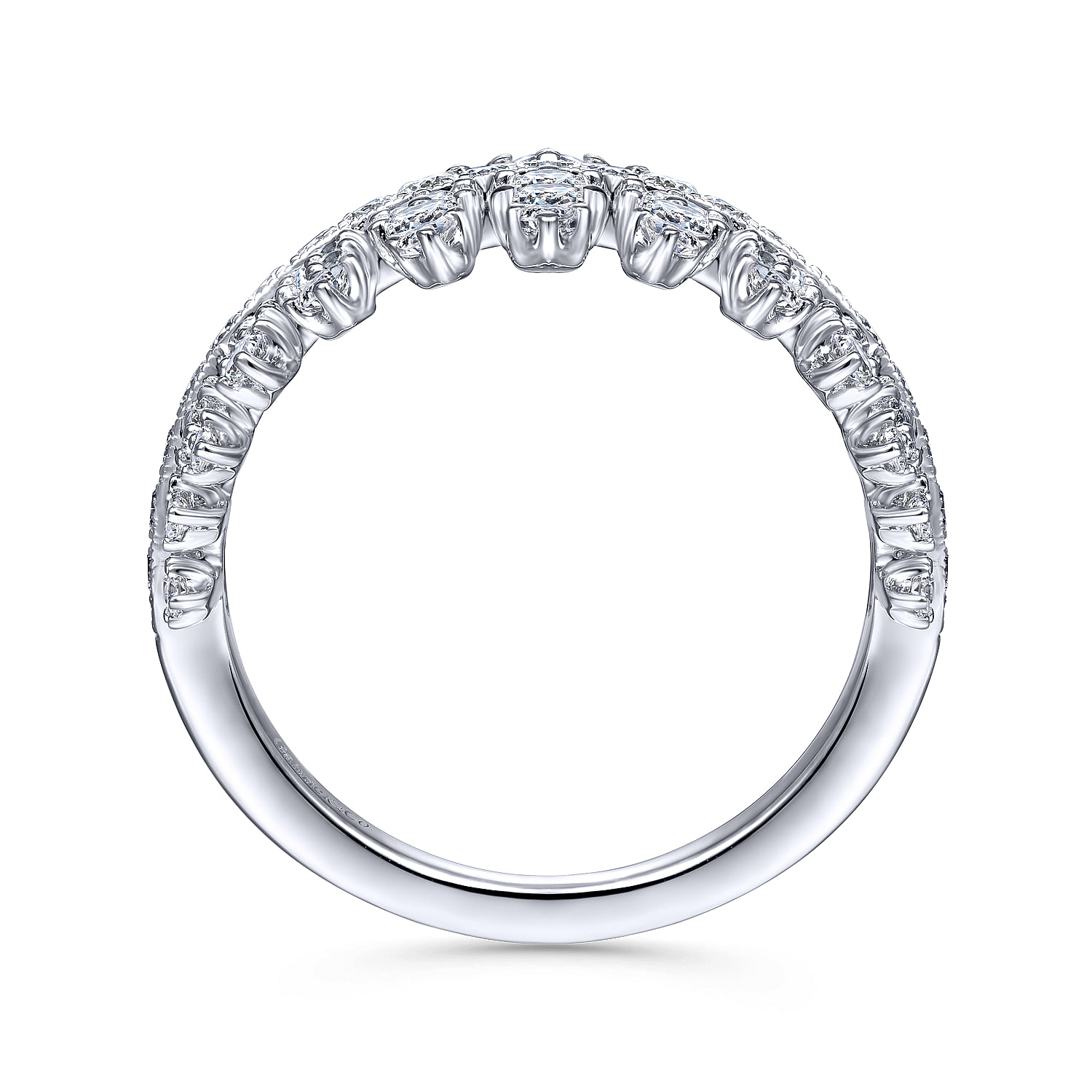 14K White Gold Bursting Diamond Wide Band Ring @ $3950. Shop
