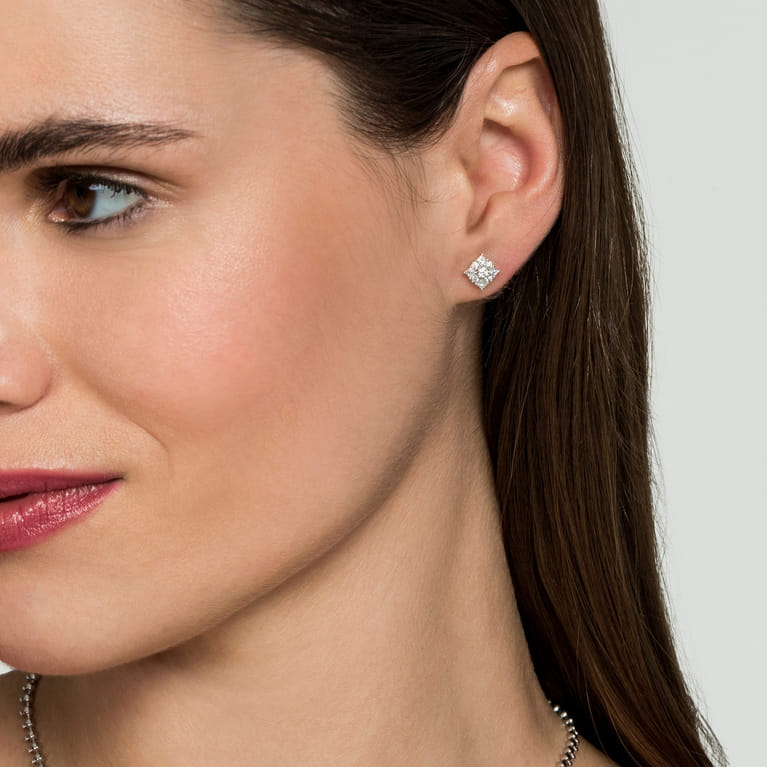 14K White Gold Bursting Star Diamond Stud Earrings - 0.5 ct - Shot 2