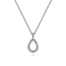 14K White Gold Butter Cup Set Diamond Teardrop Pendant Necklace - 0.05 ct