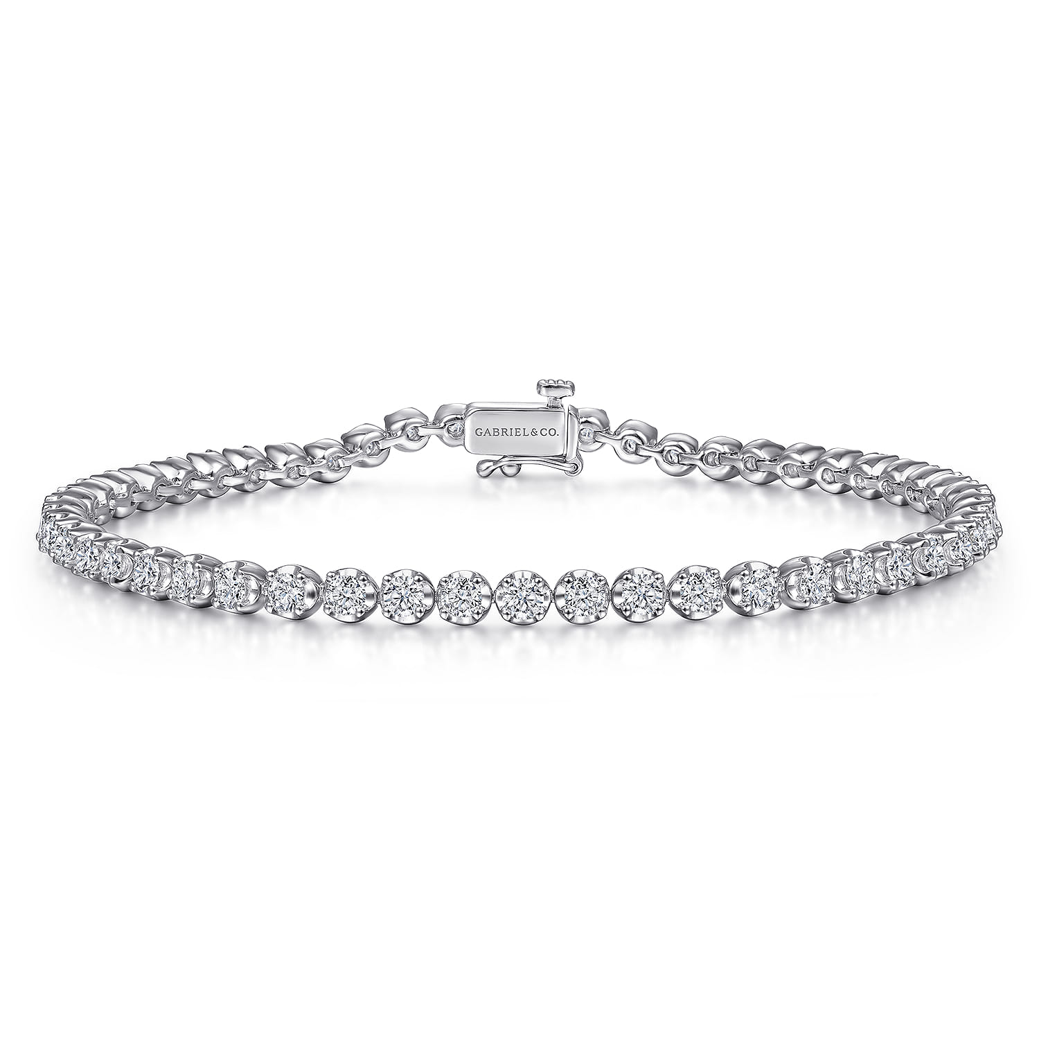 14K White Gold Buttercup Diamond Tennis Bracelet - 2.97 ct - Shot 1