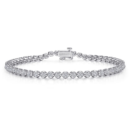 14K White Gold Buttercup Diamond Tennis Bracelet