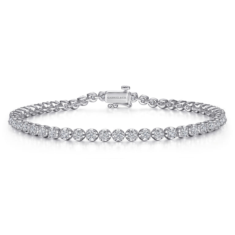 14K White Gold Buttercup Diamond Tennis Bracelet - 2.97 ct - Shot 1