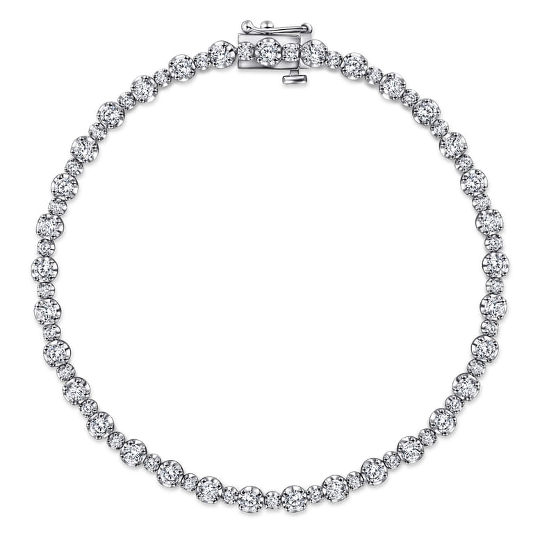 14K White Gold Buttercup Set Diamond Tennis Bracelet - 2.05 ct - Shot 1