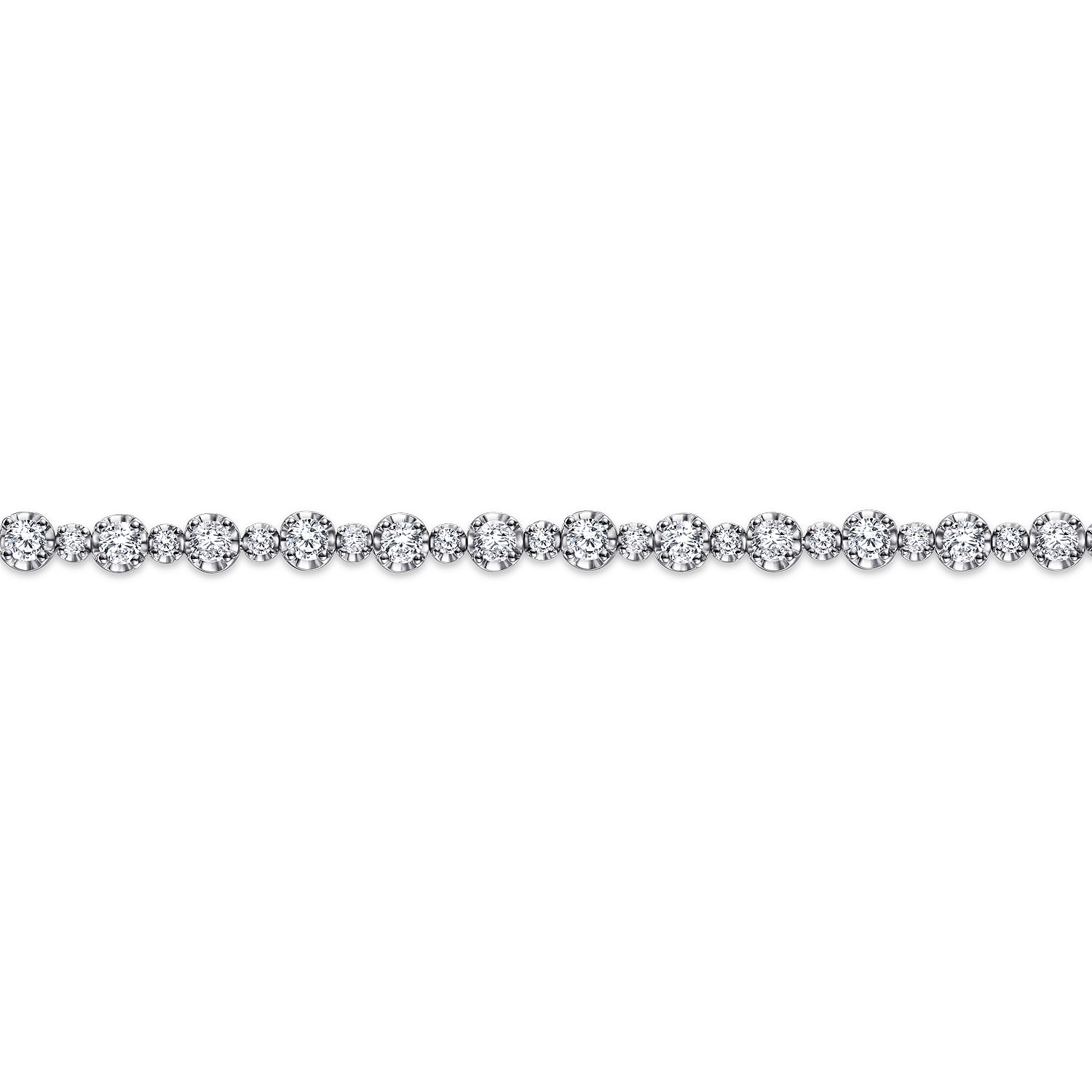 14K White Gold Buttercup Set Diamond Tennis Bracelet