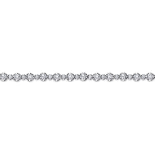 14K White Gold Buttercup Set Diamond Tennis Bracelet