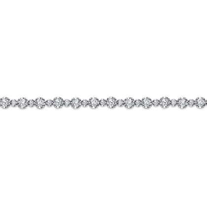14K White Gold Buttercup Set Diamond Tennis Bracelet