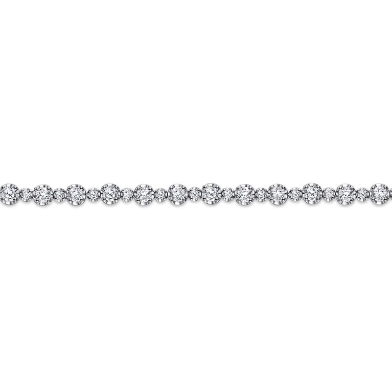 14K White Gold Buttercup Set Diamond Tennis Bracelet - 2.05 ct - Shot 2