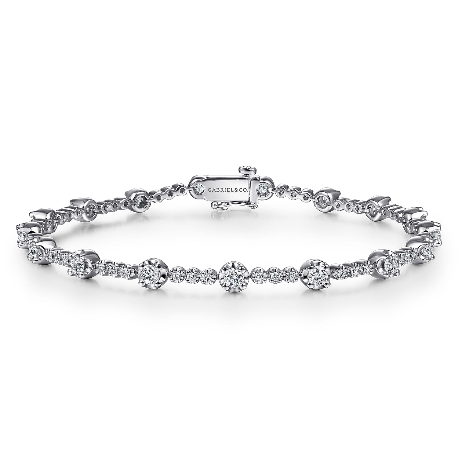 14K White Gold Buttercup Set Diamond Tennis Bracelet - 1.6 ct - Shot 1
