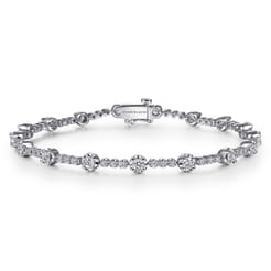 14K White Gold Buttercup Set Diamond Tennis Bracelet