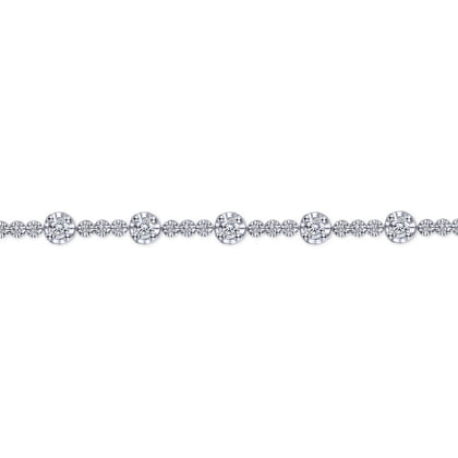 14K White Gold Buttercup Set Diamond Tennis Bracelet