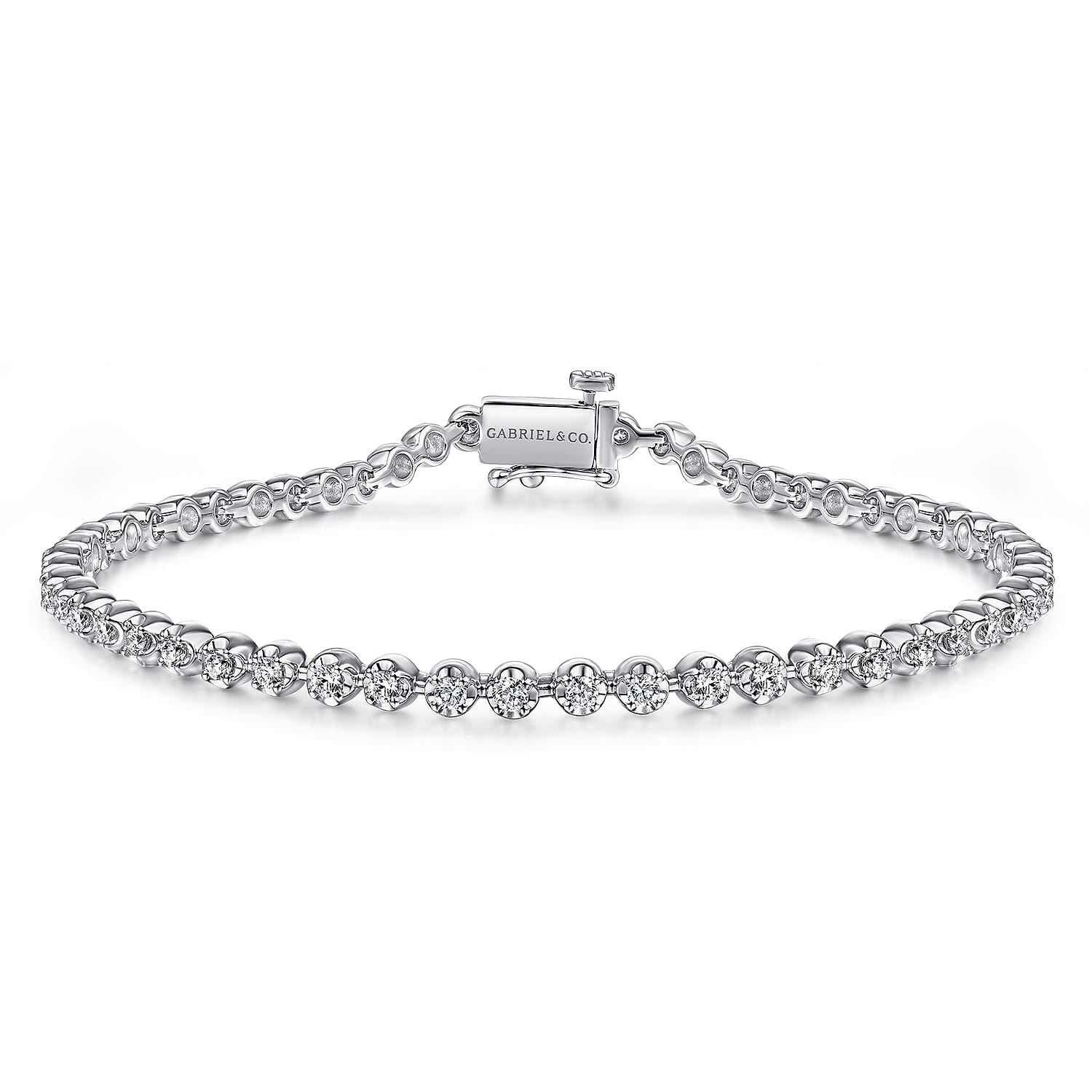 14K White Gold Buttercup Set Diamond Tennis Bracelet