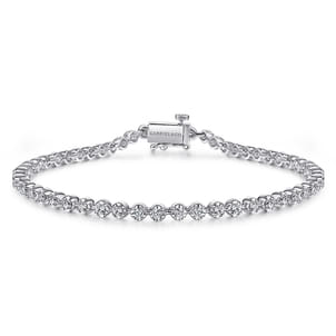14K White Gold Buttercup Set Diamond Tennis Bracelet