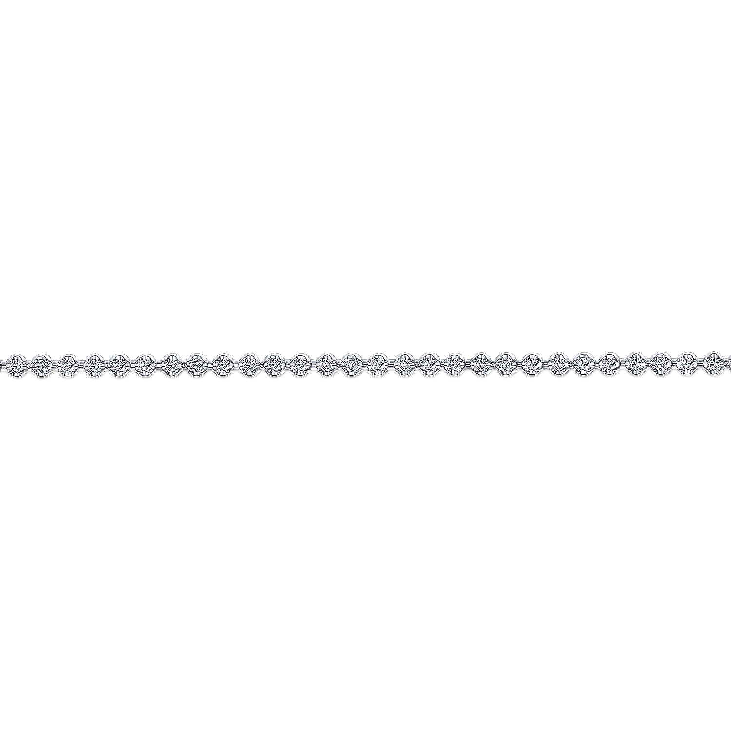 14K White Gold Buttercup Set Diamond Tennis Bracelet