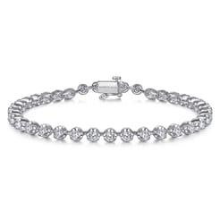 14K White Gold Buttercup Set Diamond Tennis Bracelet