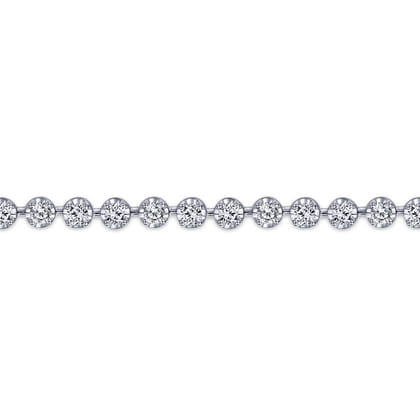 14K White Gold Buttercup Set Diamond Tennis Bracelet
