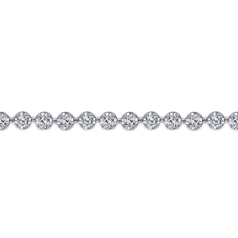 14K White Gold Buttercup Set Diamond Tennis Bracelet - 2.59 ct - Shot 2