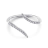 14K White Gold Bypass Open Diamond Ring - 0.1 ct