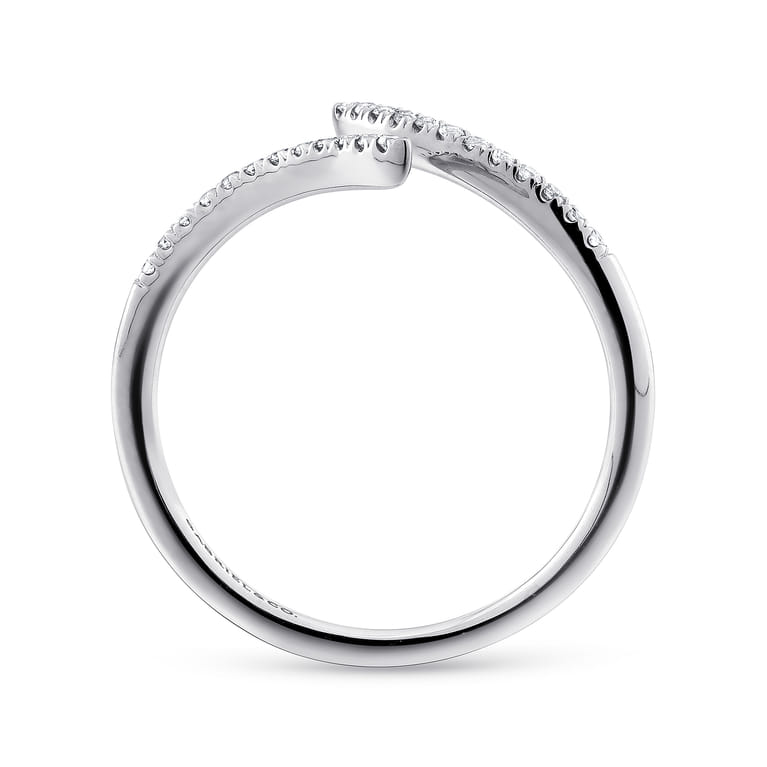 14K White Gold Bypass Open Diamond Ring - 0.1 ct - Shot 2