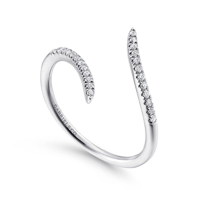 14K White Gold Bypass Open Diamond Ring - 0.1 ct - Shot 3