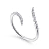 14K White Gold Bypass Open Diamond Ring - 0.1 ct