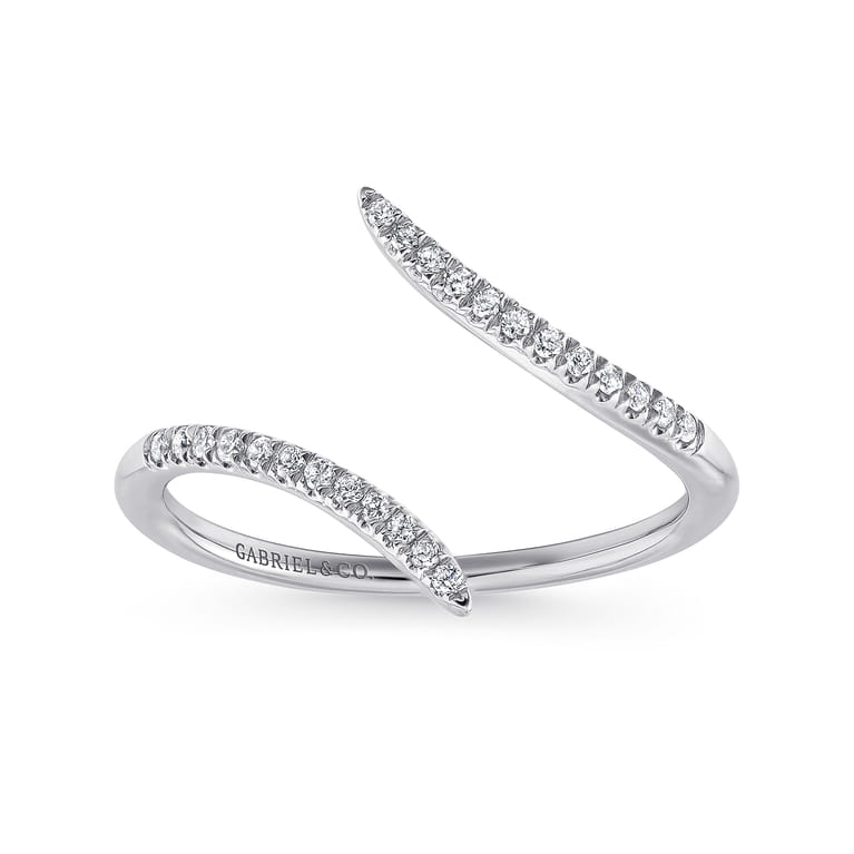 14K White Gold Bypass Open Diamond Ring - 0.1 ct - Shot 4
