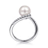 14K White Gold Bypass Pearl and Diamond Ring - 0.23 ct