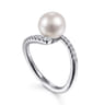 14K White Gold Bypass Pearl and Diamond Ring - 0.23 ct