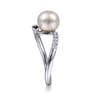 14K White Gold Bypass Pearl and Diamond Ring - 0.23 ct