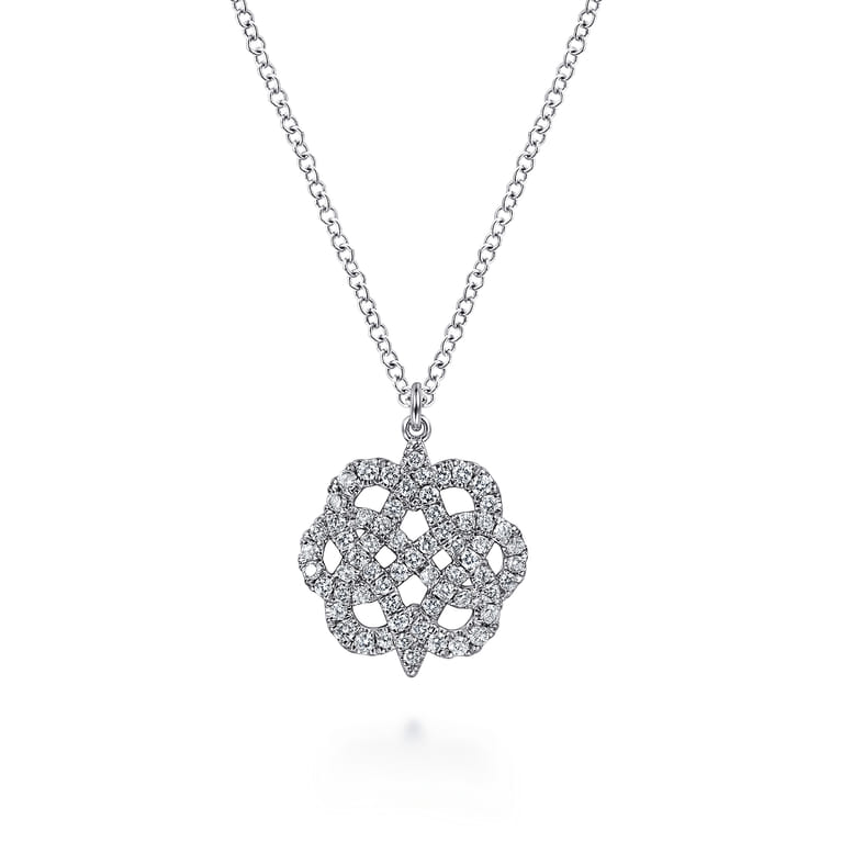 14K White Gold Celtic Knot Diamond Pendant Necklace - 0.31 ct - Shot 1