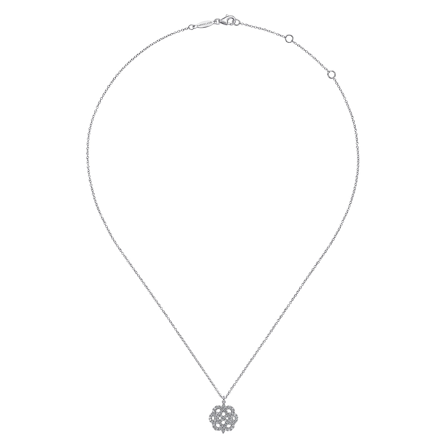 14K White Gold Celtic Knot Diamond Pendant Necklace - 0.31 ct - Shot 2