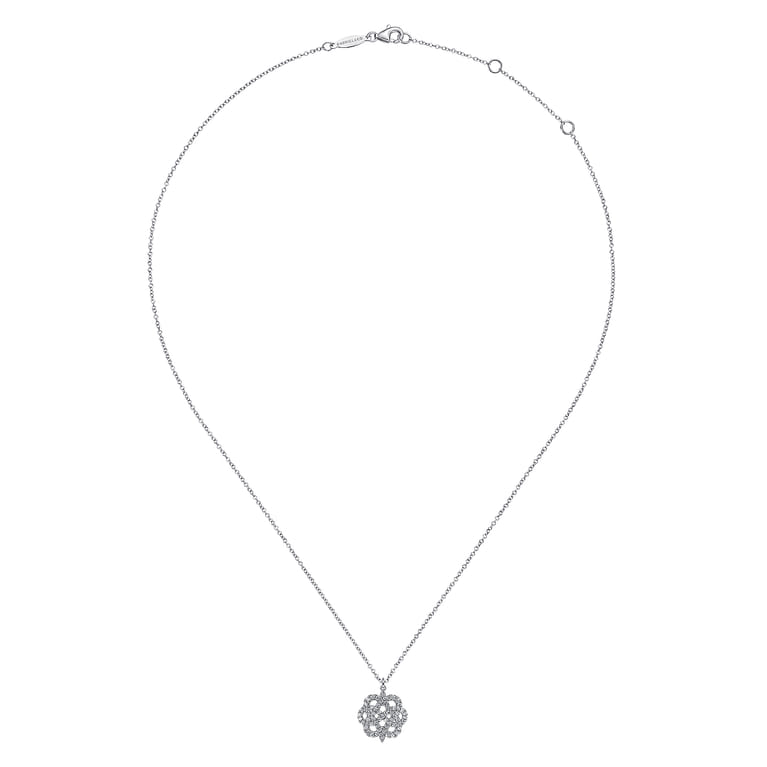 14K White Gold Celtic Knot Diamond Pendant Necklace - 0.31 ct - Shot 2