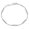 14K White Gold Chain Bracelet with Diamond Bar Stations - 0.3 ct