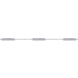 14K White Gold Chain Bracelet with Diamond Bar Stations