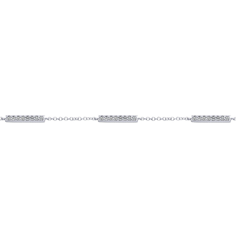 14K White Gold Chain Bracelet with Diamond Bar Stations - 0.3 ct - Shot 2