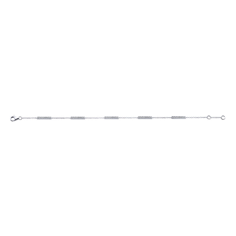 14K White Gold Chain Bracelet with Diamond Bar Stations - 0.3 ct - Shot 3